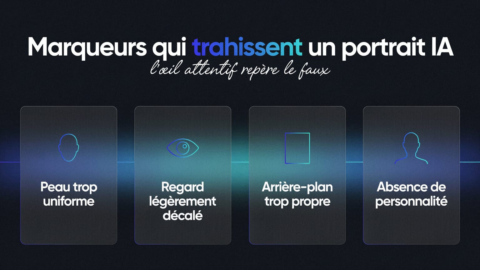 Schéma : Marqueurs qui trahissent un portrait IA